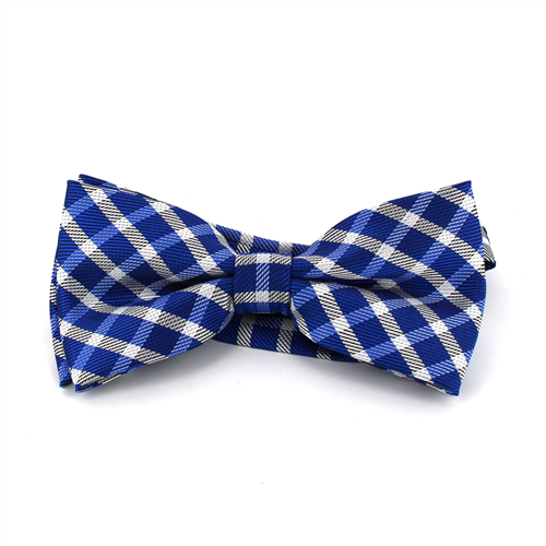 Blue and White Checkered Bow Tie