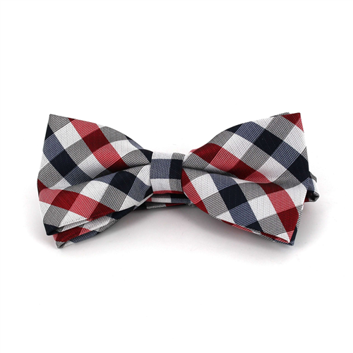 White, Blue, and Red Checkered Bow Tie
