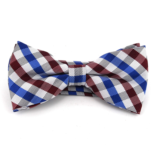 White, Blue, and Red Checkered Bow Tie