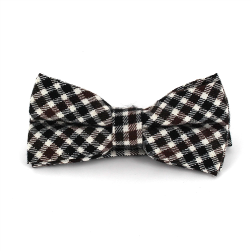 White, Brown, and Black Checkered Bow Tie