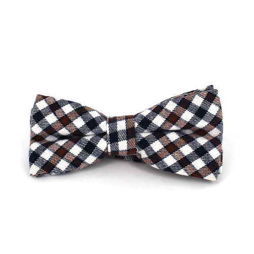 White, Brown, and Black Checkered Bow Tie