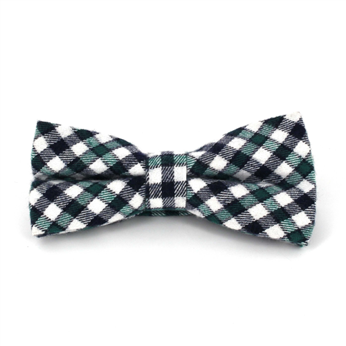 White, Green, and Black Checkered Bow Tie