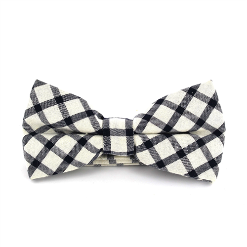 White and Navy Checkered Bow Tie