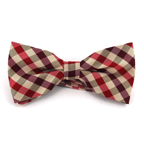 Golden, Garnet, and Red Checkered Bow Tie