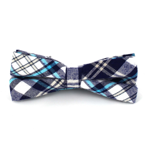 Blue and White Tartan Bow Tie