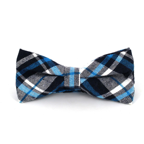 Blue and White Tartan Bow Tie