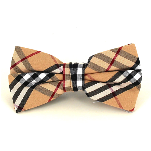 Beige Tartan Bow Tie I