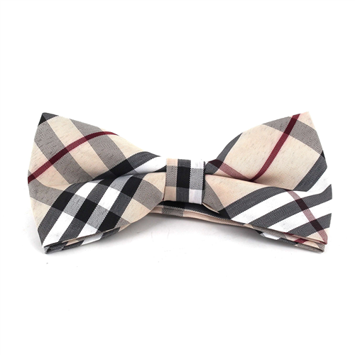 Beige Scottish Check Bow Tie II
