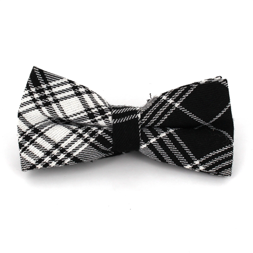 Black and White Tartan Bow Tie
