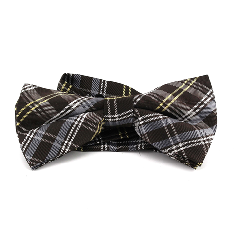 Brown and White Scottish Check Bow Tie