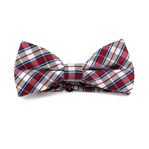 Red and White Tartan Bow Tie