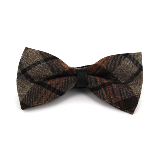 Tartan Plaid and Leather Bow Tie