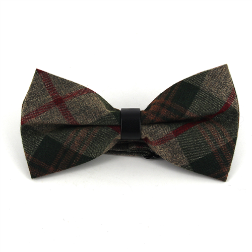 Tartan Plaid and Leather Bow Tie