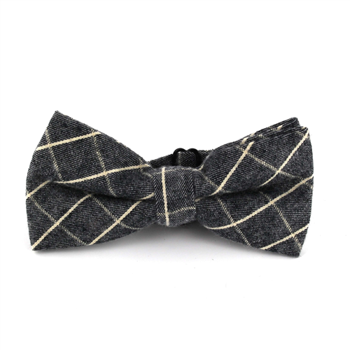 Grey and White Checkered Bow Tie