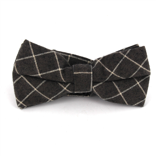 Brown and White Checkered Bow Tie