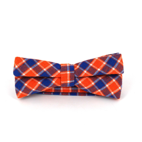 Orange and Navy Check Bow Tie