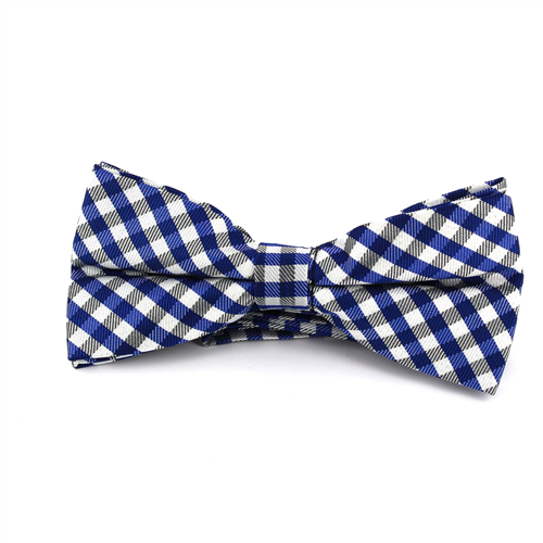 Blue and White Gingham Bow Tie