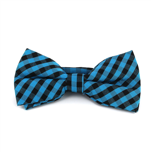 Blue and Black Gingham Bow Tie
