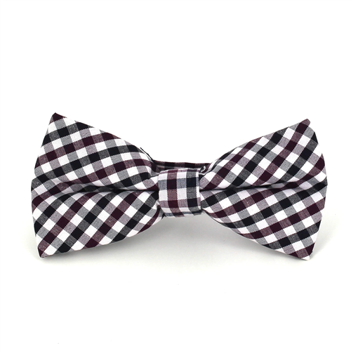 Purple and Black Gingham Bow Tie