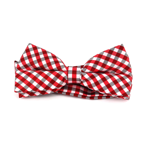 Red and White Gingham Bow Tie