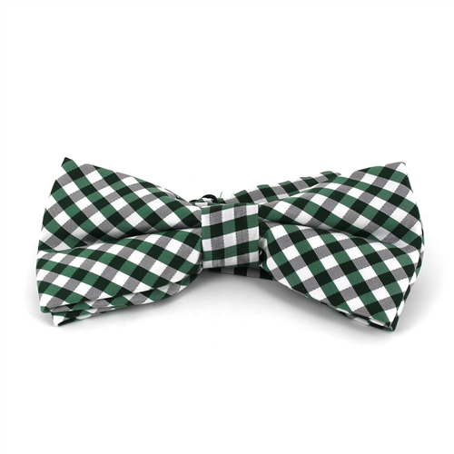 Green and White Gingham Bow Tie