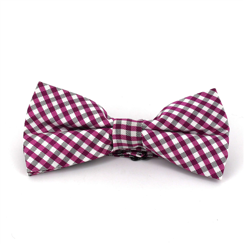 Violet and White Gingham Bow Tie