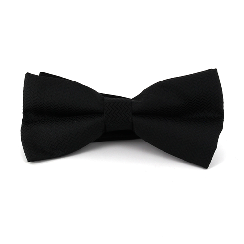 Black Herringbone Bow Tie