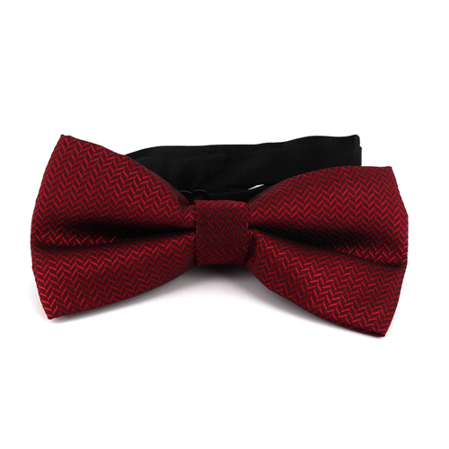 Red Herringbone Bow Tie