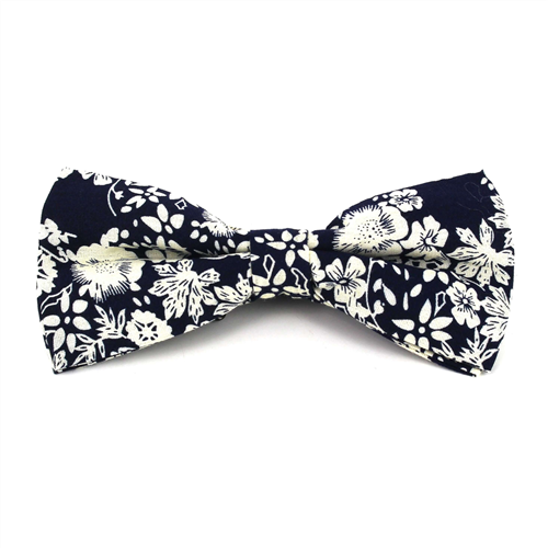 Midnight Blue Floral Bow Tie