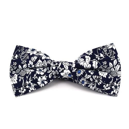 Midnight Blue Floral Bow Tie