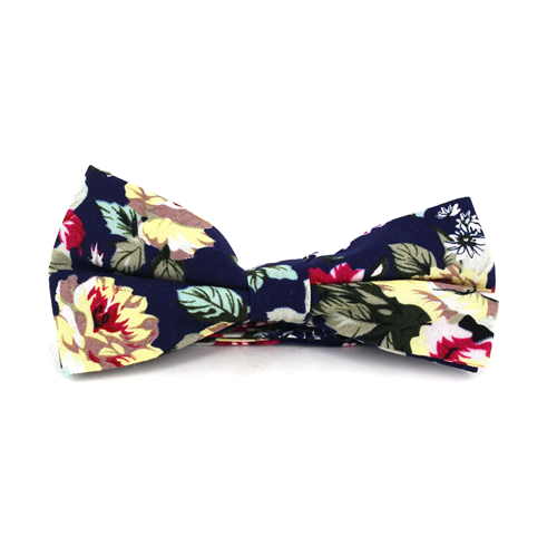Midnight Blue Floral Bow Tie