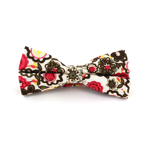 White and Red Floral Bow Tie