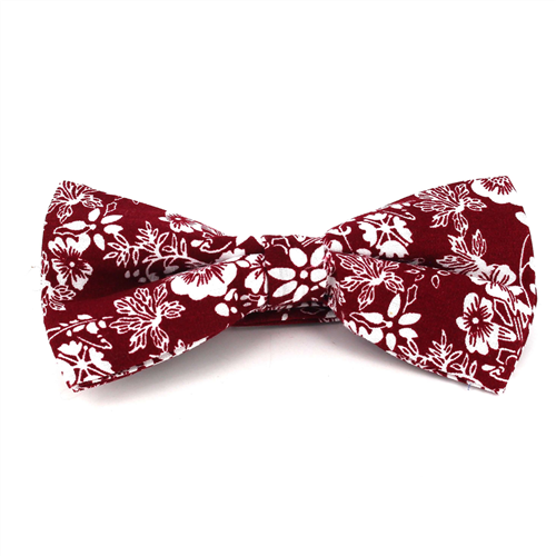 Burgundy Floral Bow Tie