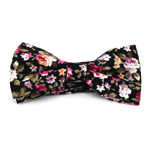 Black Floral Bow Tie