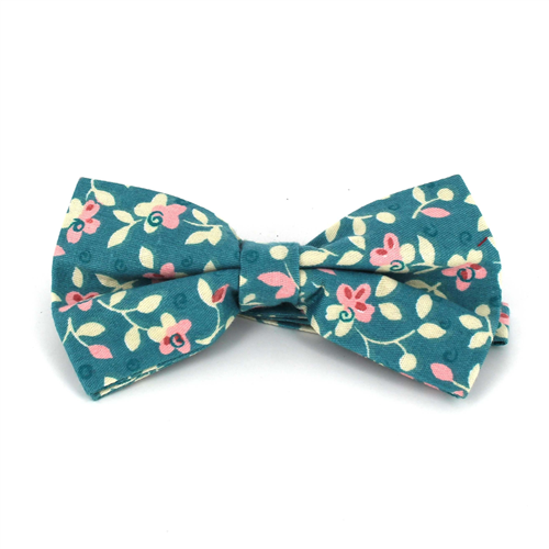 Turquoise Floral Bow Tie