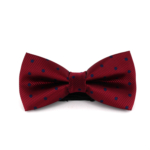 Burgundy Bow Tie with Blue Polka Dots
