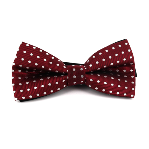 Burgundy Bow Tie with White Polka Dots