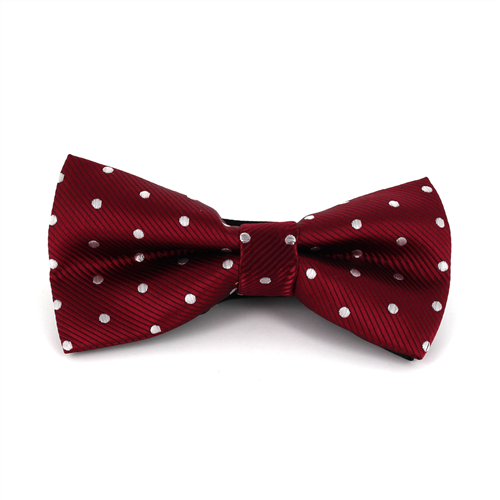 Burgundy Bow Tie with White Polka Dots