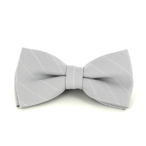 Light Gray Bow Tie with White Stripes