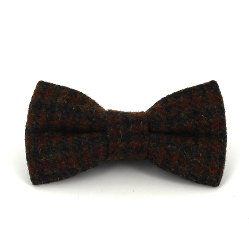 Brown Check Wool Bow Tie