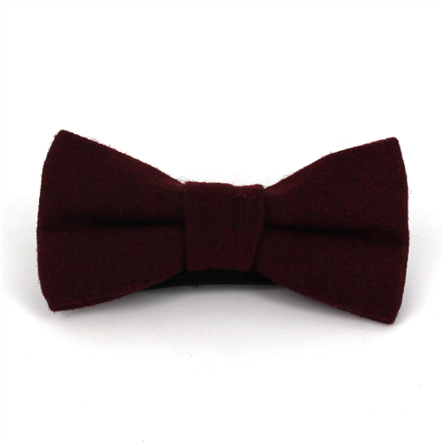 Solid Burgundy Wool Bow Tie