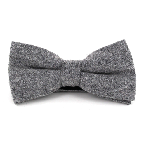 Light Grey Solid Wool Bow Tie