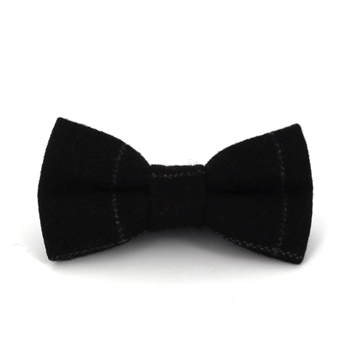 Brown Wool Bow Tie with Beige Stripes