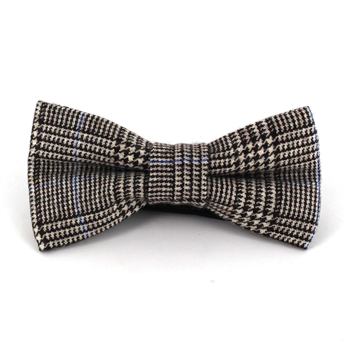 Brown Houndstooth Wool Bow Tie