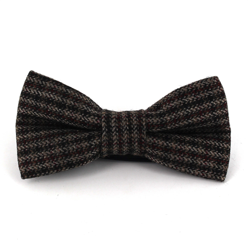 Brown Striped Wool Bow Tie