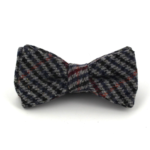 Black and Grey Striped Wool Bow Tie