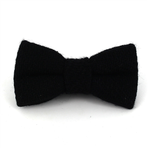Black Braided Wool Bow Tie