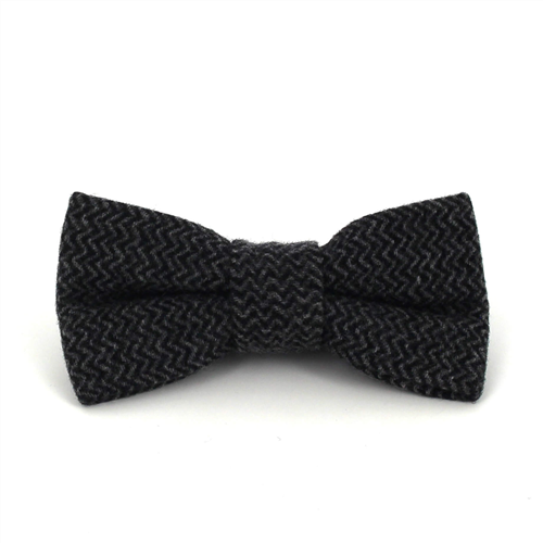 Grey Zigzag Wool Bow Tie