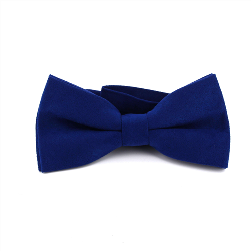 Solid Blue Suede Bow Tie