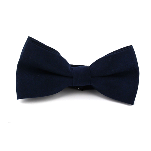 Plain Navy Blue Suede Bow Tie